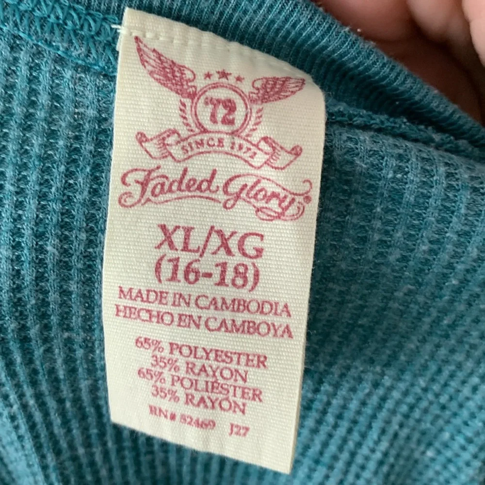 Women’s size XL Faded Glory waffle knit top in green - Picture 3 of 3